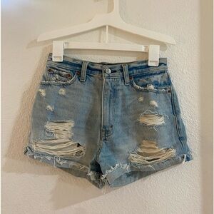 Blue denim high waisted shorts